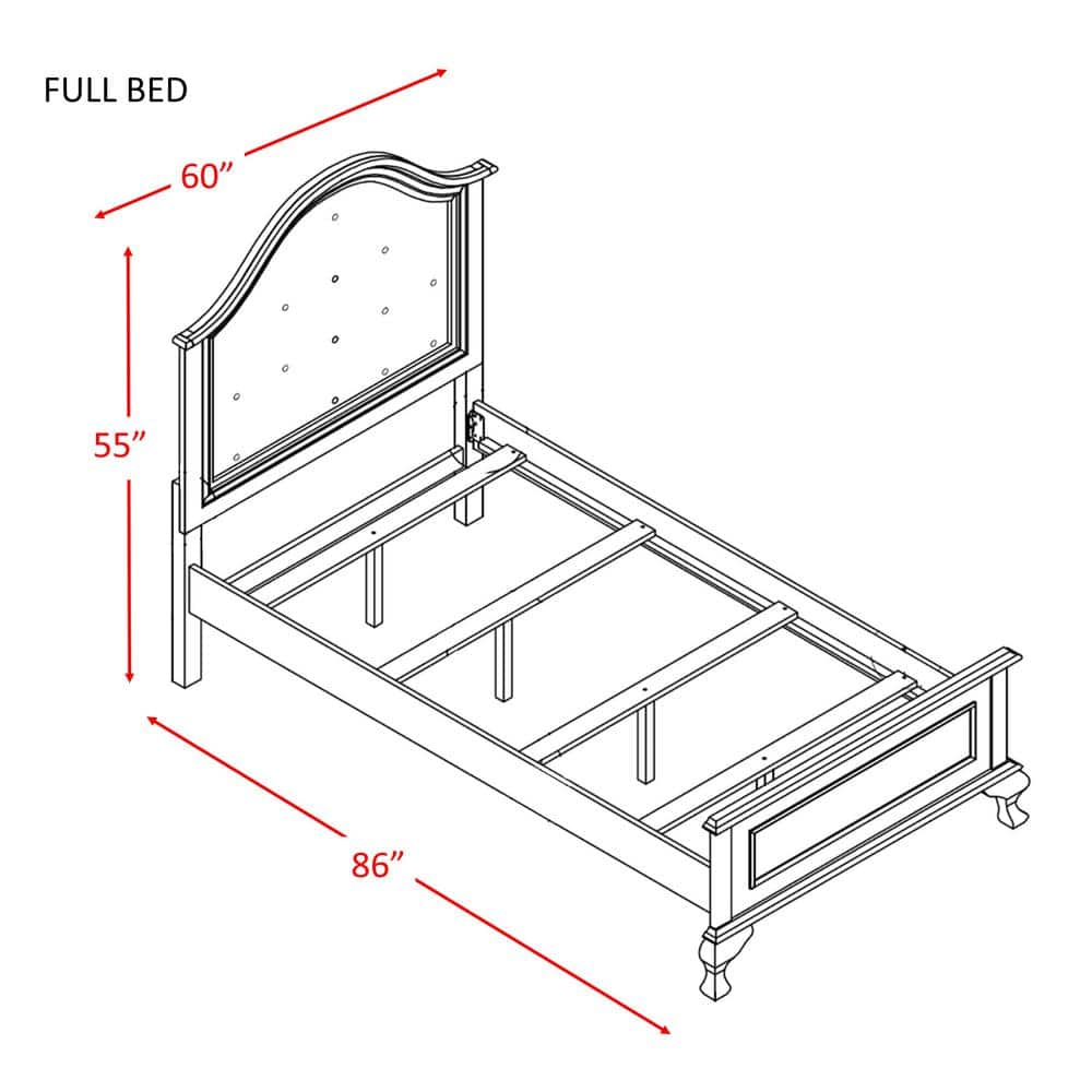 Jenna White Full 3-Piece Kids Bedroom Set with Faux Leather Headboard