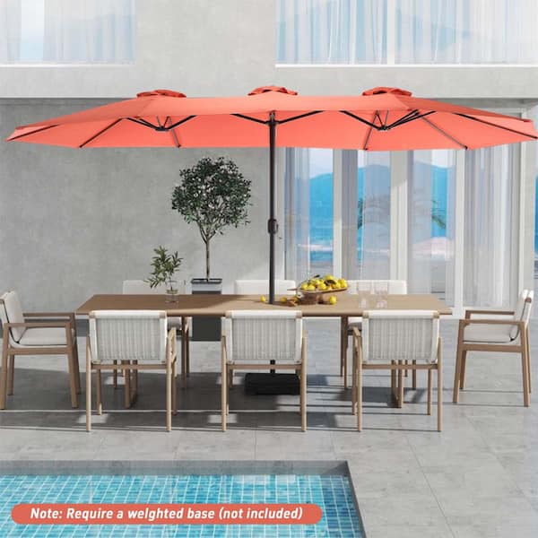 14.8 ft. Market Patio Umbrella 2-Side in Orange Rectangular