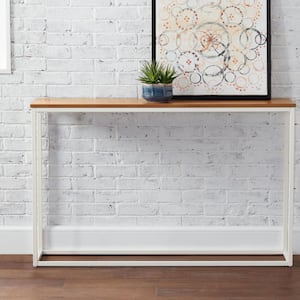 Donnelly 48 in. White/Brown Standard Rectangle Wood Console Table