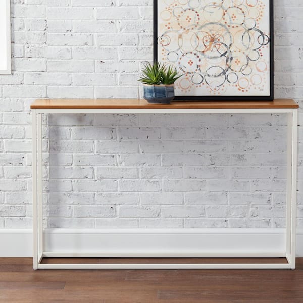 StyleWell Donnelly 48 in. White/Brown Standard Rectangle Wood Console Table