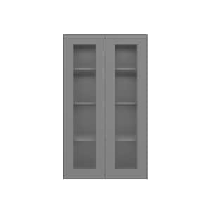 24 in. W x 12 in. D x 42 in. H in Shaker Grey Ready to Assemble Wall Kitchen Cabinet with No Glasses
