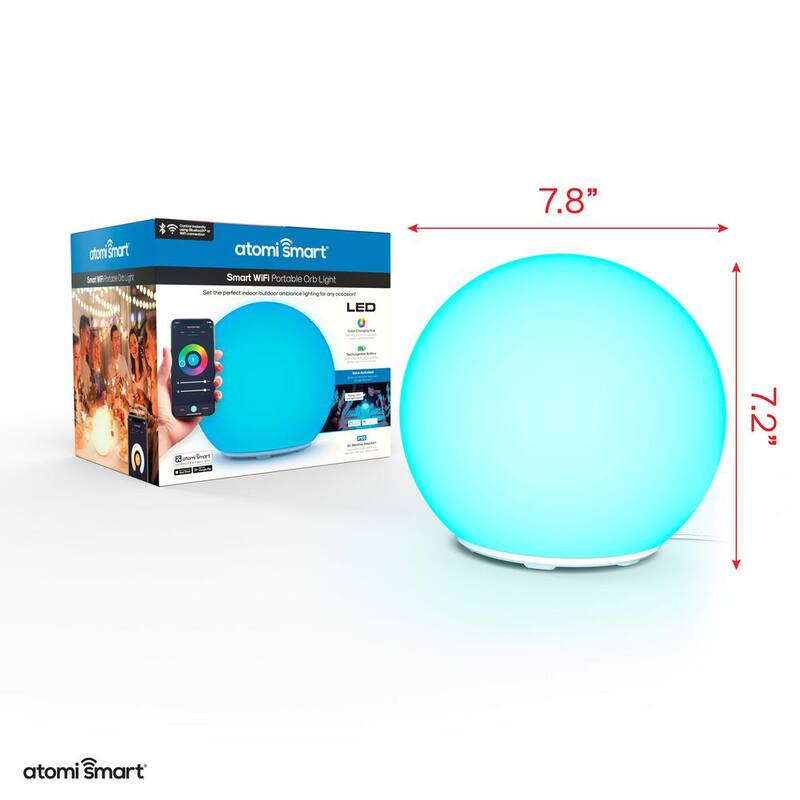 7 in. Multi-Color Smart Wi-Fi Portable LED Orb Lamp with Smart Wi-Fi Control