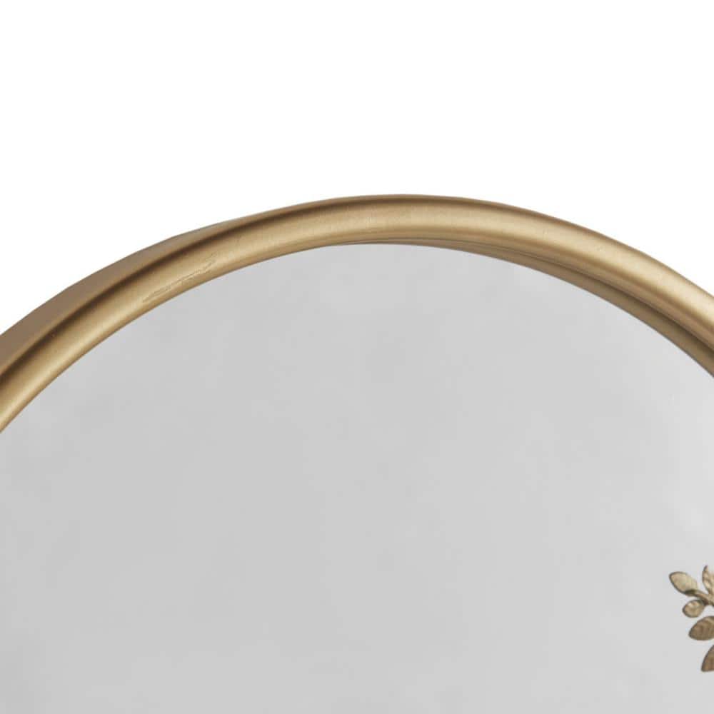 Gold Arched Floral Metal Frame Wall Mirror
