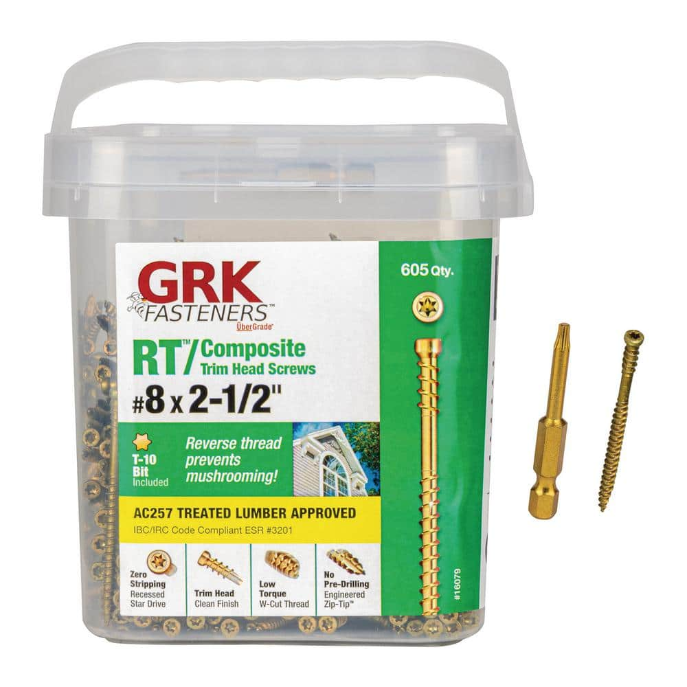 GRK Fasteners #8 x 2-1/2 in. Star Drive Trim-Head RT Composite Exterior ...