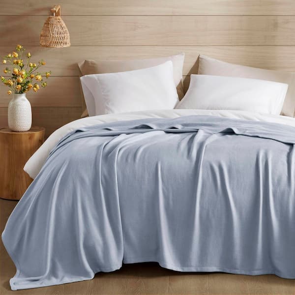 510 Design Bamboo Cotton Light Blue Cotton Blend King Woven Blanket