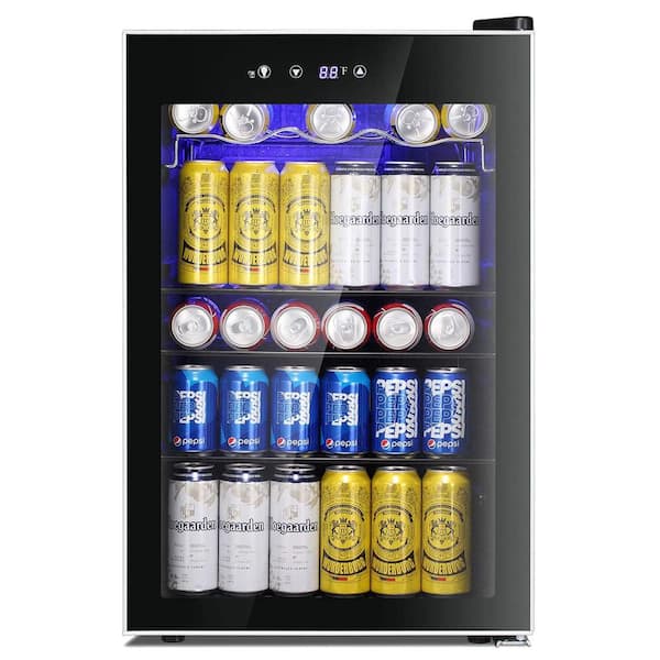 20.28 in. W Single Zone 37-Bottle or 145-Can Beverage and Wine Cooler in Black
