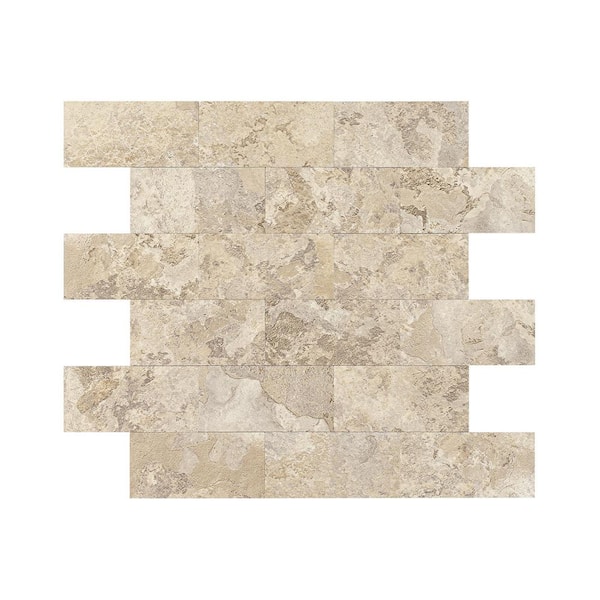 Vsmile Stone Beige Subway Wall Tile, 11.6 in. x 11.4 in. x 0.12in. Vinyl Peel and Stick Tile for Backsplash (10-Packs)