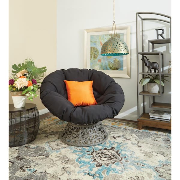 OSP Home Furnishings Papasan Chair with Black cushion and Black Frame