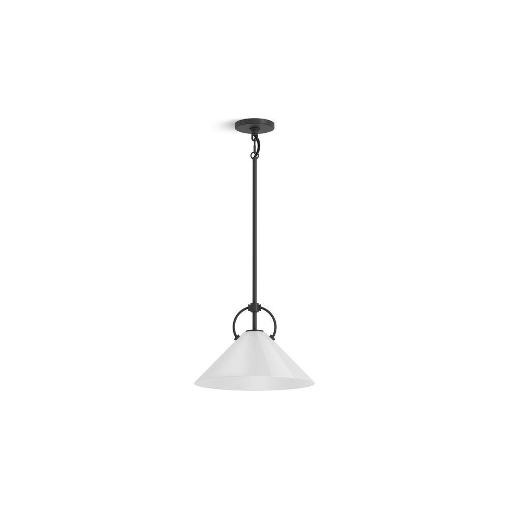 Kernen Matte Black 14" Glass LED Pendant Light
