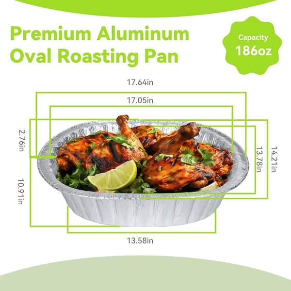 UUDULY 20-Piece Extra Large Disposable Aluminum Foil Oval Roasting