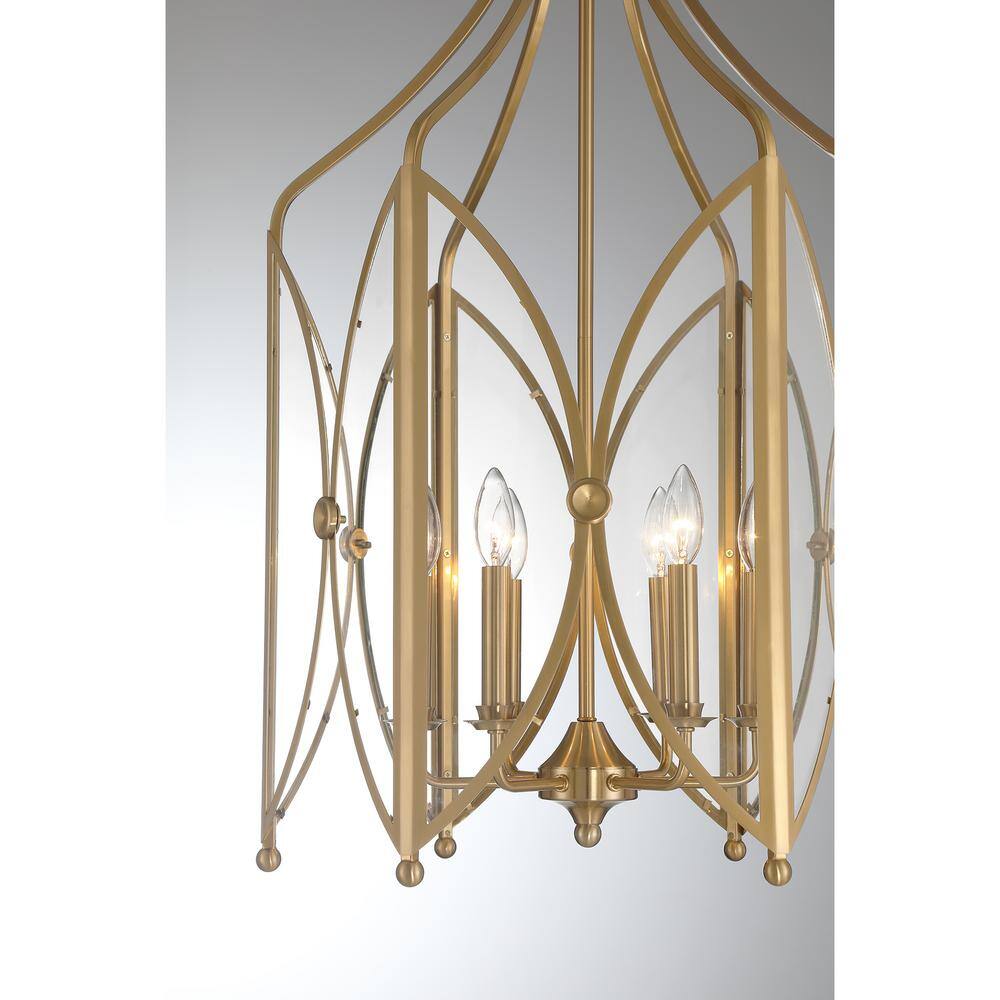 Noble Brass and Clear Glass 6-Light Pendant