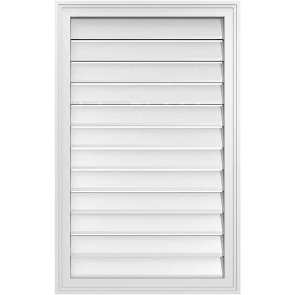 Ekena Millwork 24" x 38" Rectangular White PVC Paintable Gable Louver Vent Functional