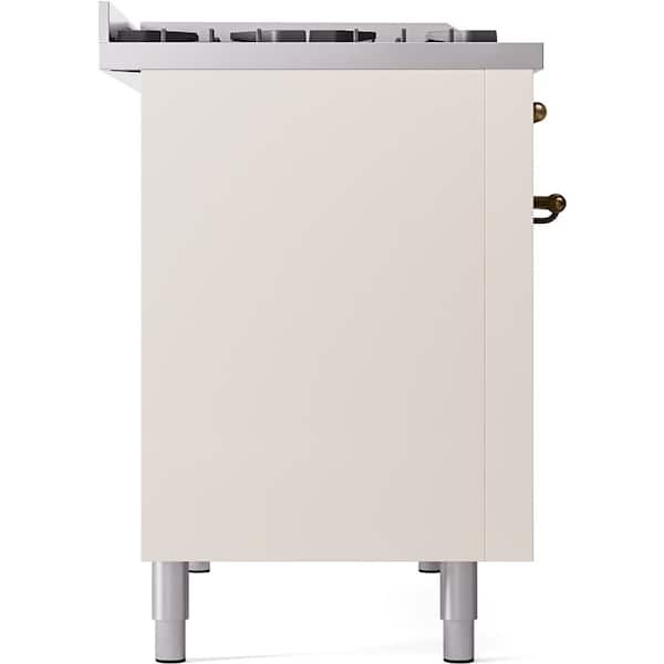 Nostalgie II 48 in. Dual Fuel Natural Gas Range with 8-Burnerss, Griddle, Burnished Trim in Antique White