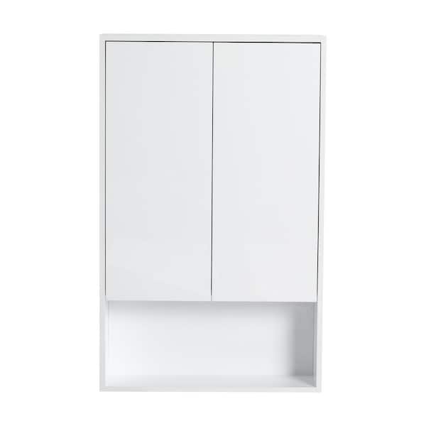 24 in. W x 37 in. H Rectangular Glossy White Medicine Cabinet without Mirror with Soft Close Doors and Float Mounting