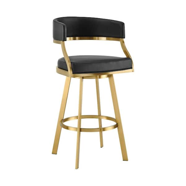 Saturn 30 in. Black Metal Bar Stool with Faux Leather Seat
