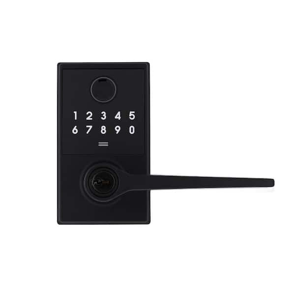 Square Matte Black Freedom Fingerprint Electronic Keypad Door Lever