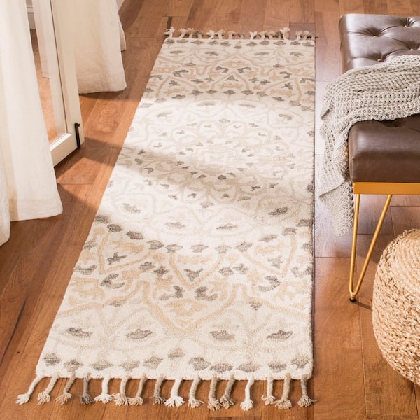 Blossom 2 ft. x 8 ft. Ivory/Taupe Garden Medallion Runner Rug