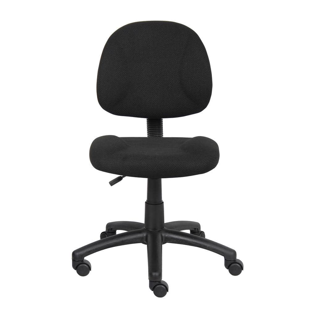 Black Nylon Swivel Armless Task Chair with Adjustable Height