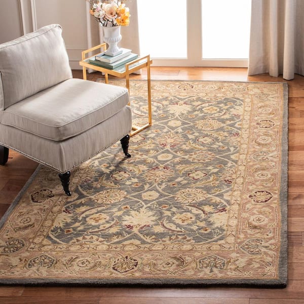 Anatolia Teal Blue/Taupe 9 ft. x 12 ft. Border Area Rug