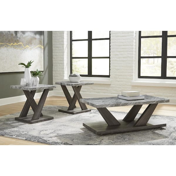 Bensonale 3 Pack Tables - Brown/Gray