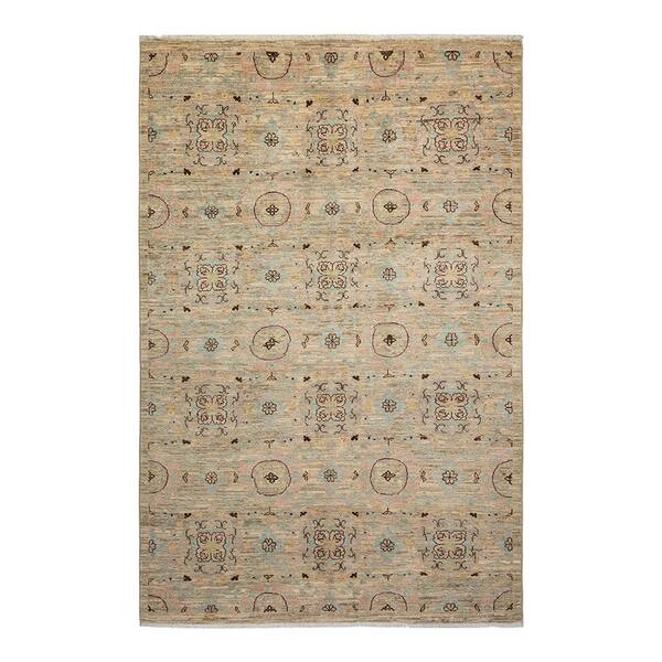 Solo Rugs Eclectic One of a Kind Contemporary Ivory 5 ft. 1 in. x 7 ft. 8 in. Floral Area Rug
