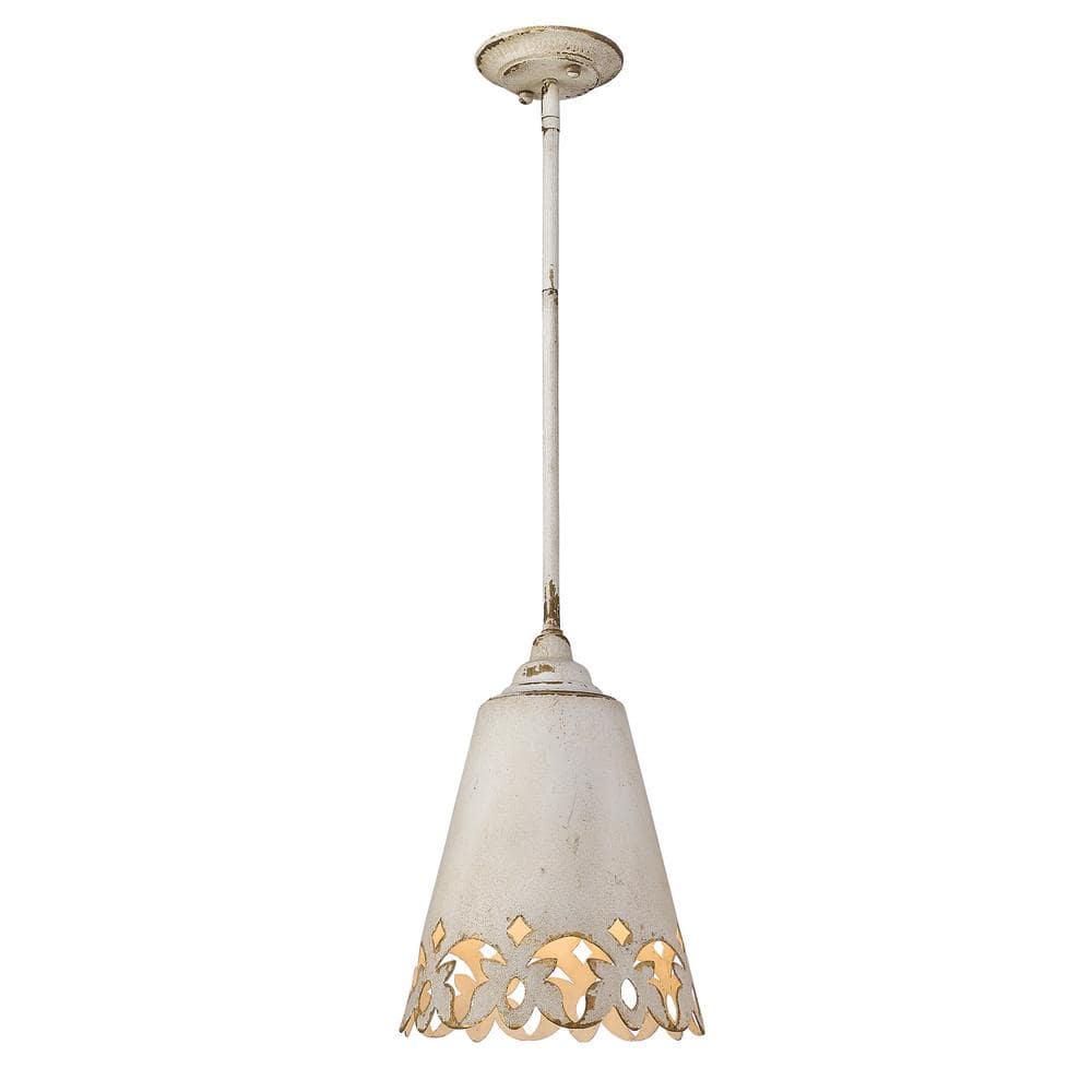Antique Ivory Carved Metal Shade Pendant Light