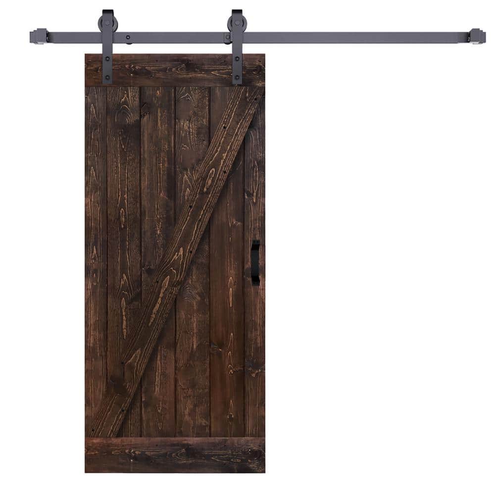 Z Series 36" Kona Coffee Solid Wood Sliding Barn Door Kit