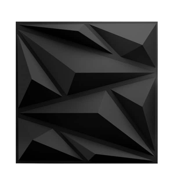 Black 3D Textured Wall Panels - PVC Wall Coverings for Living Room, Bedroom, Game Room - Easy Install, Waterproof