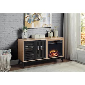 46 in. Wooden Freestanding Electric Fireplace TV Stand in Oak and Espresso Finish