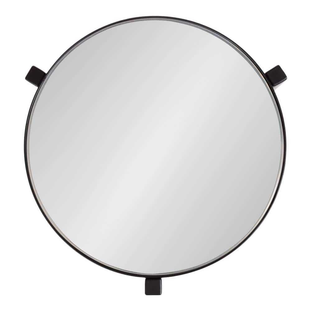 Black Metal and Glass Round Mirrored Drink Table