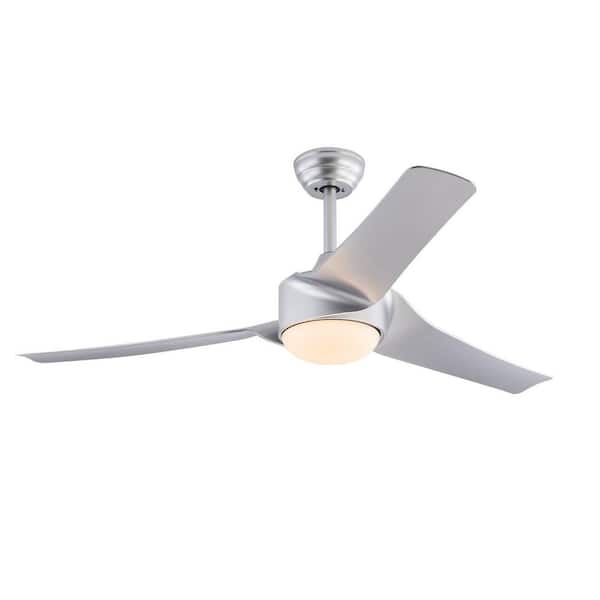 OUKANING Smart Indoor Silver 52 in. Modern 6-Speed Ceiling Fan with Adjustable White Integrated LED and Remote Control