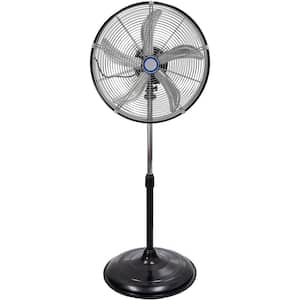 20 in. 3 Speeds High Velocity Pedestal Oscillating Fan in Black with Powerful 1/5 HP Motor