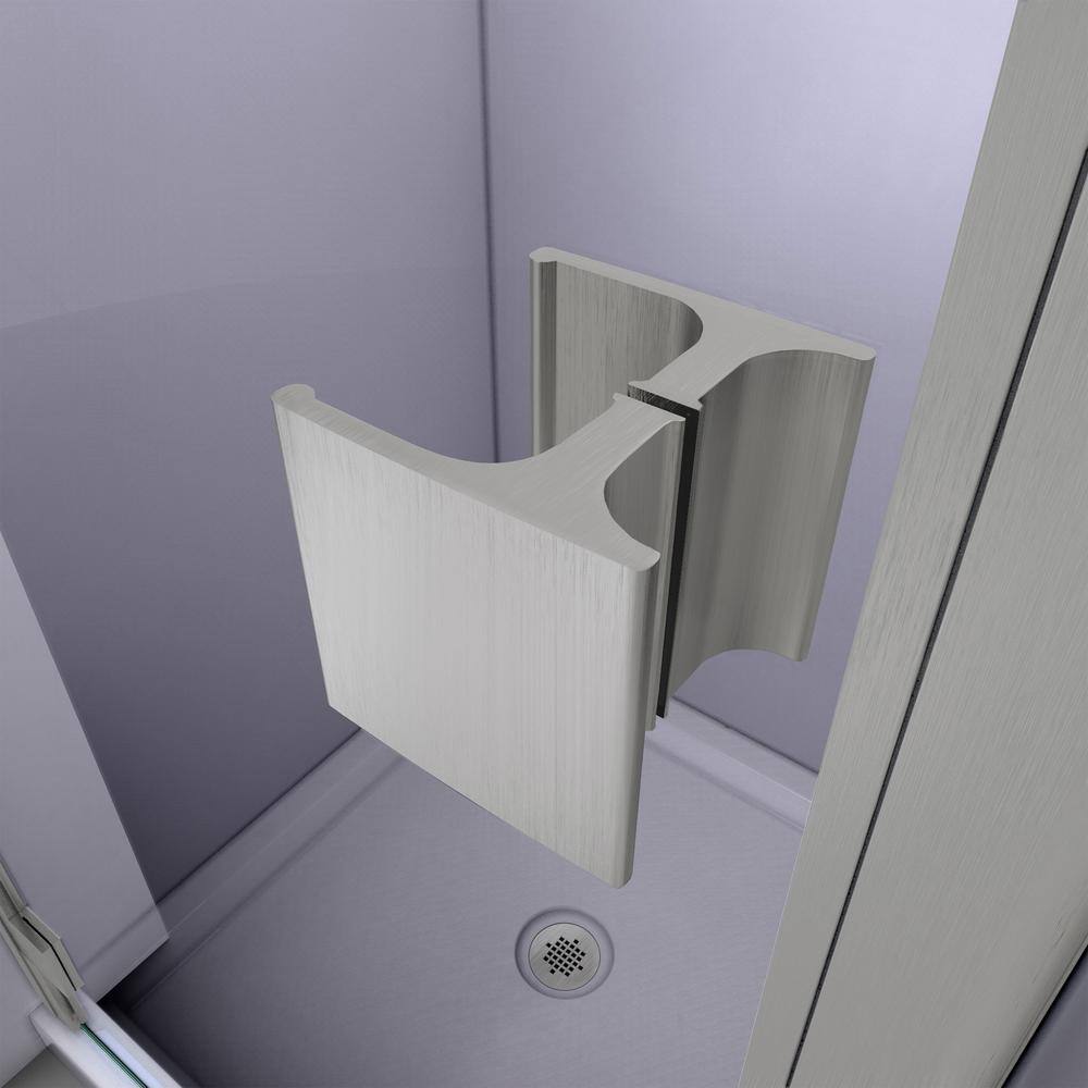 Lumen 42" x 74.75" Brushed Nickel Hinged Shower Enclosure with White Base