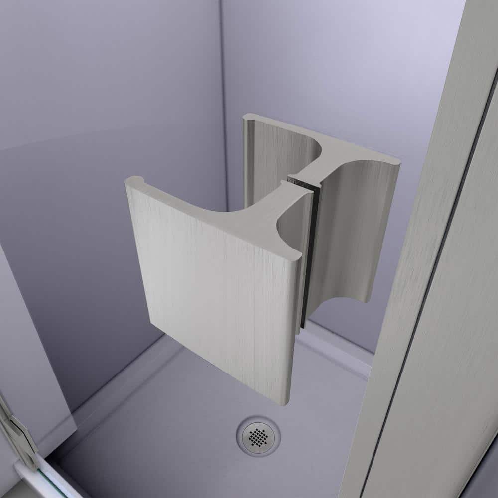 Lumen 34-41" W x 72" H Frameless Clear Glass Shower Door in Brushed Nickel