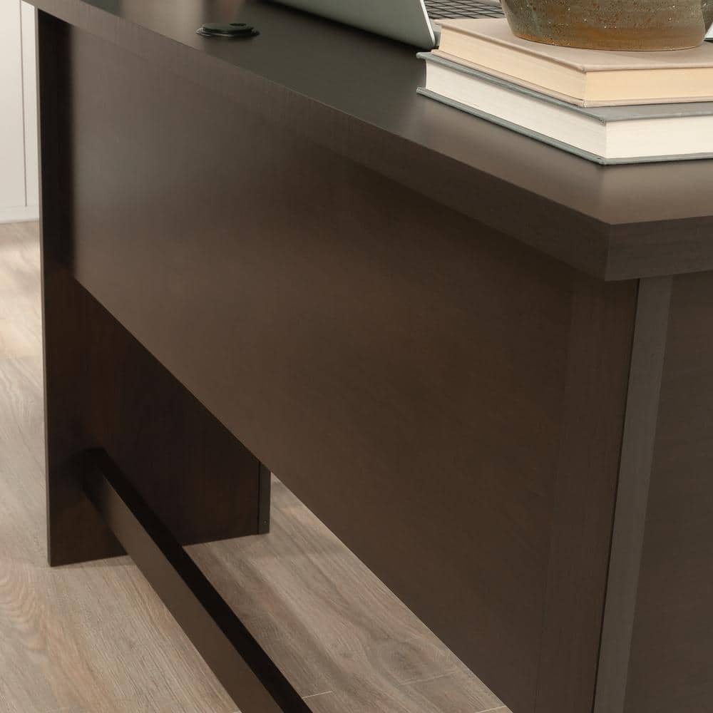 Cinnamon Cherry L-Shaped Wood Executive Desk with Drawer and Filing Cabinet
