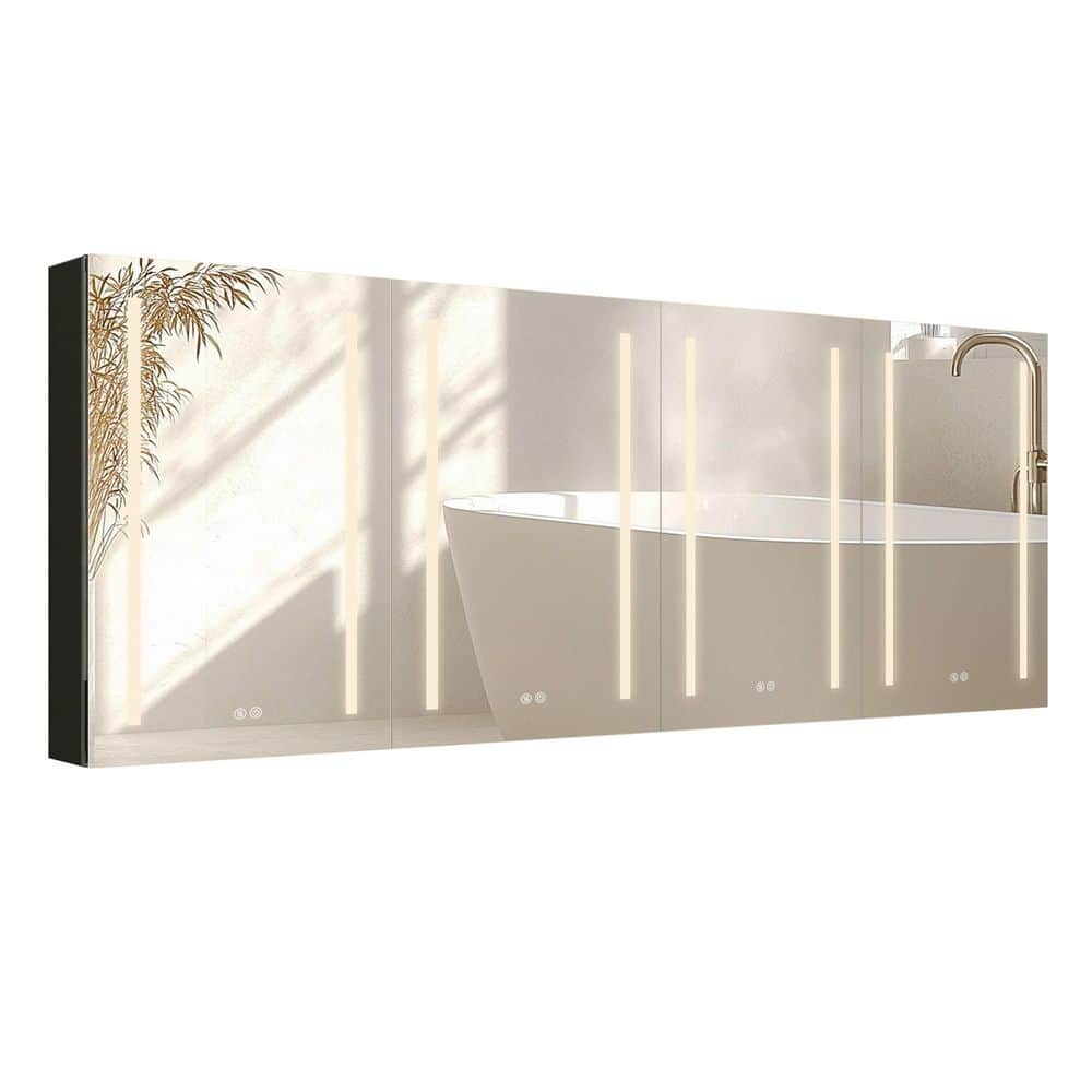 Ember 60 in. W x 30 in. H Large Rectangular Aluminum Surface Mount Defogging Led Bathroom Medicine Cabinet with Mirror price history on PriceWatchPro