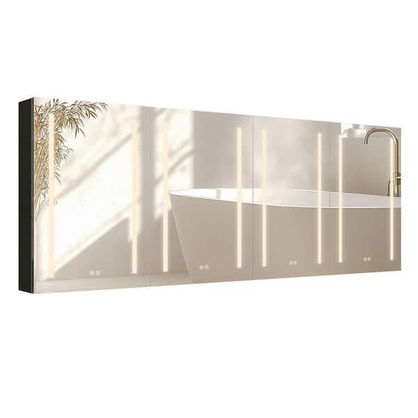 Getpro Ember 60 in. W x 30 in. H Large Rectangular Aluminum Surface Mount Defogging Led Bathroom Medicine Cabinet with Mirror