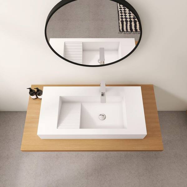SJ STAR&JANE 36 in. x 18 in. Wall Mount Rectangle Vessel Sink with