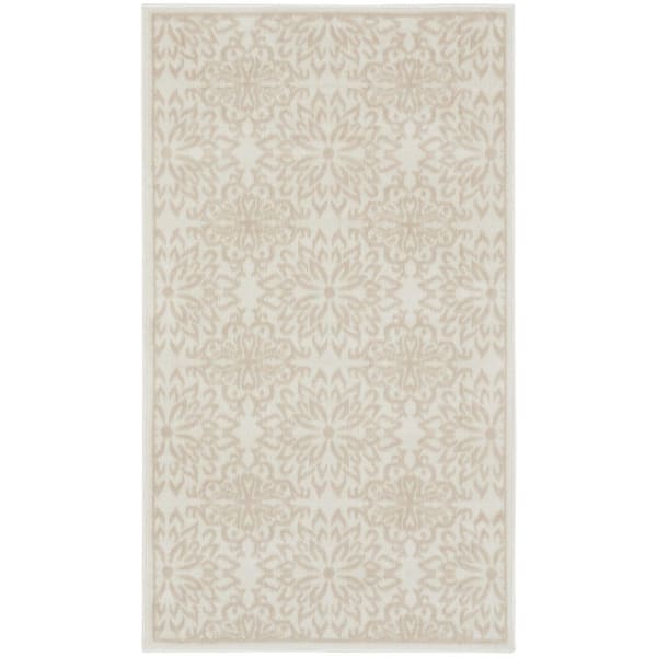 8 X 11 Ivory, Gray, Tan Geometric Washable Area Rug Runner Rug