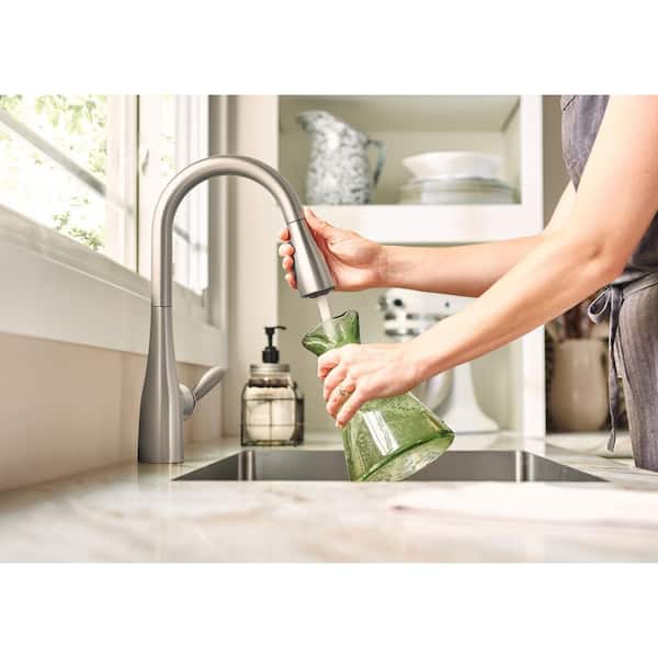 MOEN Arbor Single-Handle Pull-Down Sprayer Kitchen Faucet with Power Boost  in Spot Resist Stainless 7594SRS The Home Depot