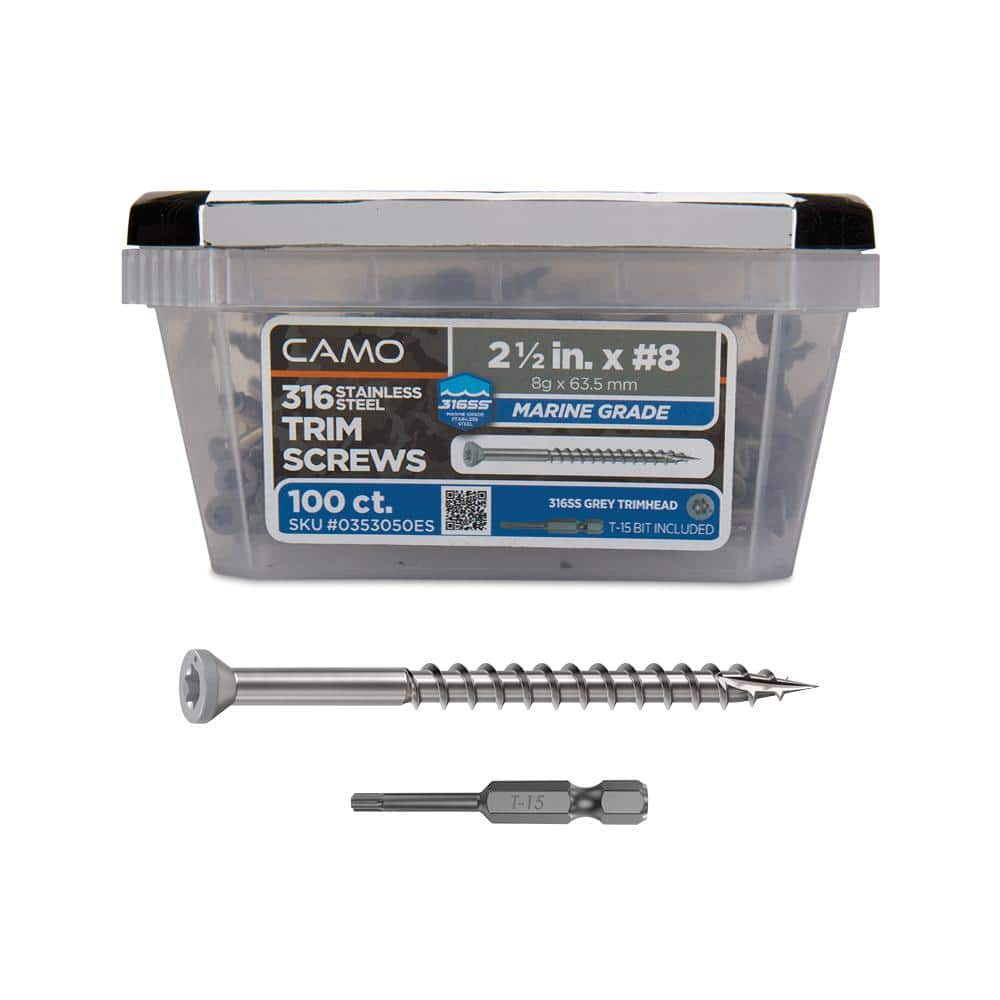 "#8 2-1/2 in. 316 Stainless Steel Gray Premium Star Drive Trim Screws (100-Count)" price history on PriceWatchPro