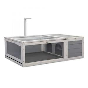 Tortoise House Wooden Turtle Habitat with Removable Top and Tray for Indoors and Outdoors in Gray