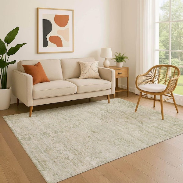 Mayfield Premium Machine Washable Abstract AMF1723 Linen 5 ft. x 7 ft. 6 in. Area Rug