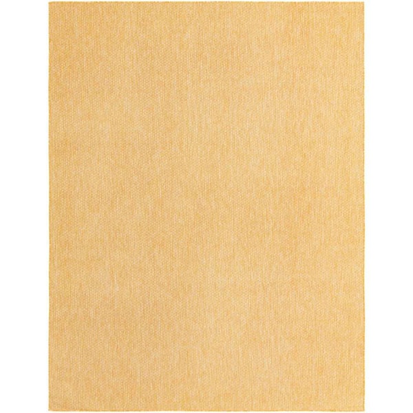 Unique Loom Outdoor Solid Corn Harvest Yellow 7 ft. 10 in. x 10 ft. Area Rug