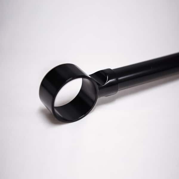 Best Home Fashion 84 in Adjustable Metal Single Curtain Rod with Ring Finial in Black