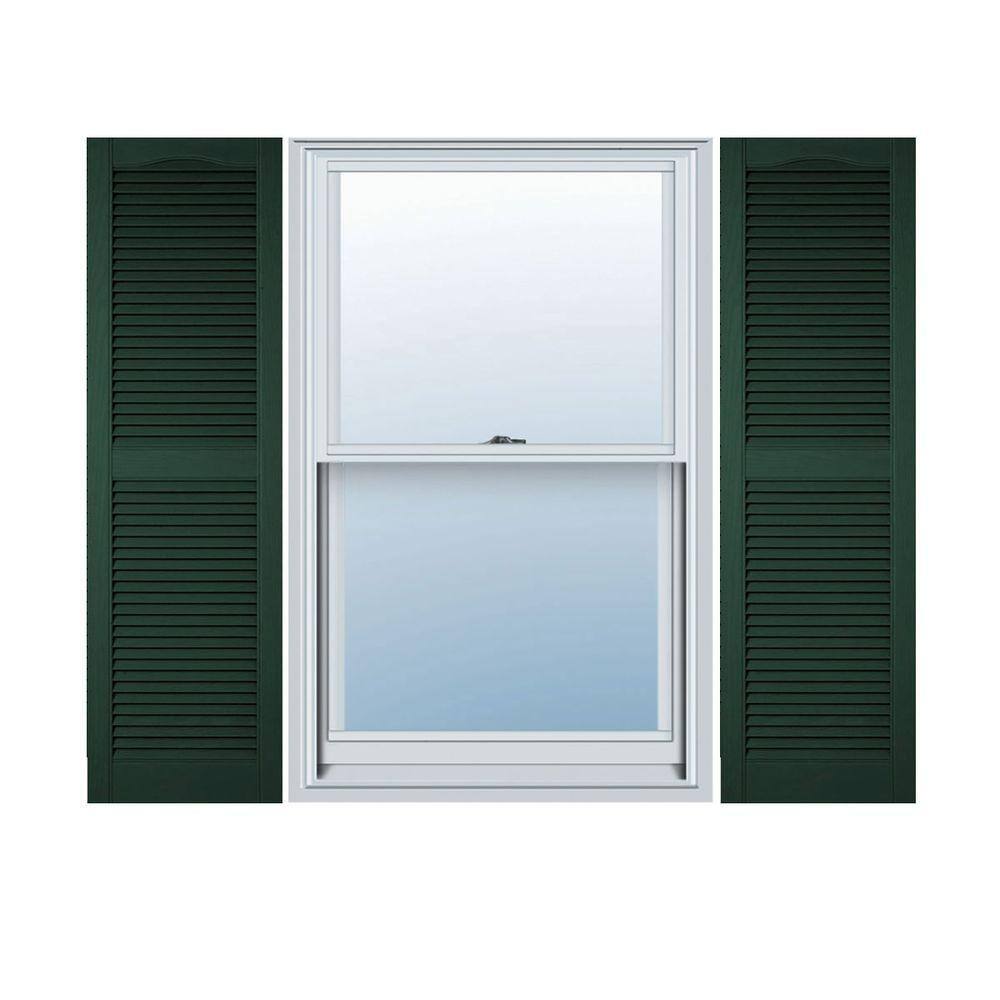 Midnight Green Vinyl Open Louvered Shutters, 12"W x 37"H