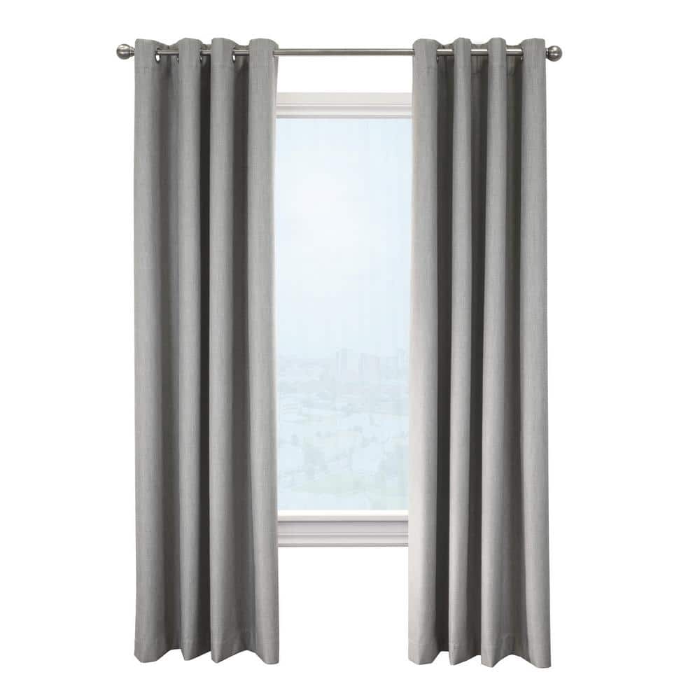 Newberry Greige Polyester Smooth 52 in. W x 63 in. L Grommet Indoor Blackou