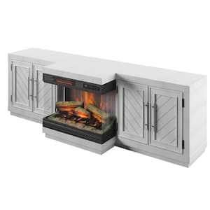 72 in. W White Electric Fireplace TV Stand Fits TVs up to 80 in. and up to 90 lbs.