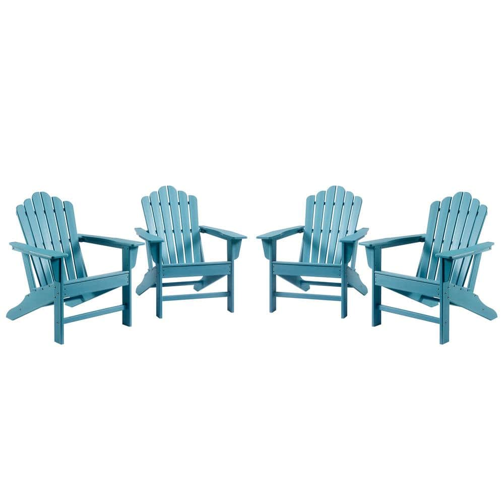 CASAINC Classic Blue HDPE Plastic Adirondack Chair 4 Pack WFEHAC 01   Casainc Plastic Adirondack Chairs Wfehac 01 Blx4 64 1000 