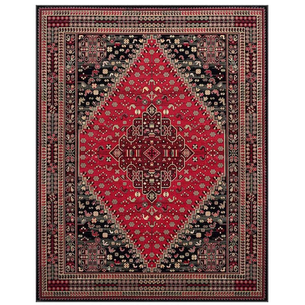 Sams International Sonoma Gabriella Black/Beige/and Gold 5 ft. 3 in. x 7 ft. 6 in. Medallion Viscose Area Rug